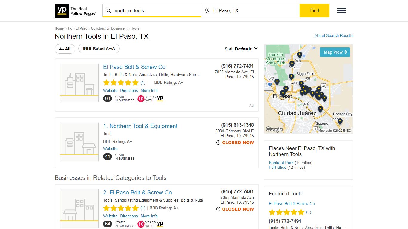 Northern Tools Locations & Hours Near El Paso, TX - YP.com